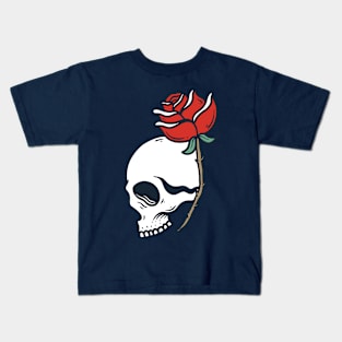 Skull and Red Roses Kids T-Shirt